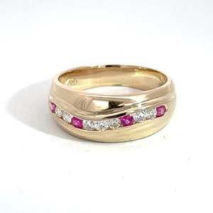 Rings: 9ct Yellow Gold Pink Sapphire and Diamond Ring