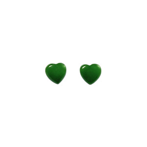Earrings: Greenstone Heart Studs-10mm
