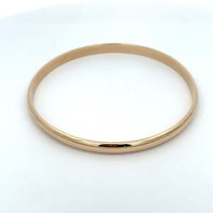 Wrist: 9ct Yellow Gold Solid Round 5mm Bangle