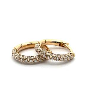 Earrings: 18ct Yellow Gold Diamond Oval Hoops