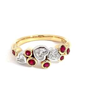 Rings: 18ct Yellow Gold Ruby and Diamond Heart Ring