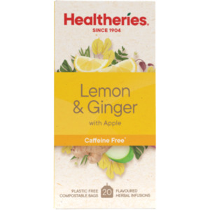 Allpress Coffee Nz: Healtheries Lemon & Ginger With Apple Tea Bags 20pk