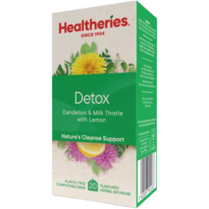 Allpress Coffee Nz: Healtheries Detox Dandelion & Milk Thistle With Lemon Tea Bags 20pk