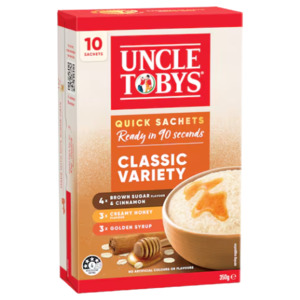 Breakfast Foods: Uncle Tobys Oats Quick Sachets Classic Variety 10 Pack 350g