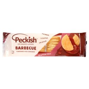 Biscuits Crackers: Peckish Tangy Barbecue Flavoured Rice Crackers 90g