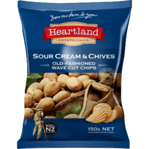 Heartland Sour Cream & Chives Old-Fashioned Wave Cut Chips 150g