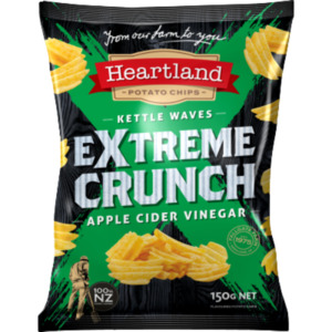 Heartland Extreme Crunch Apple Cider Vinegar Kettle Waves Potato Chips 150g