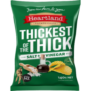 Snacks Chips: Heartland Thickest of The Thick Salt & Vinegar Potato Chips 140g