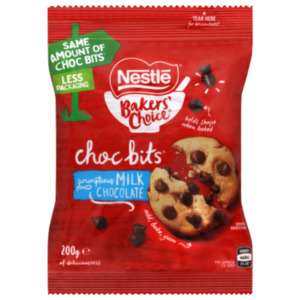 Baking Needs: Nestle Bakers' Choice Milk Choc Bits 200g