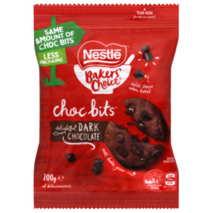 Baking Needs: Nestle Bakers' Choice Dark Chocolate Choc Bits 200g