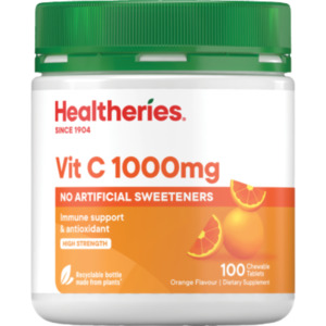 Healtheries Vitamin C 1000mg Orange Flavour Chewable Tablets 100pk
