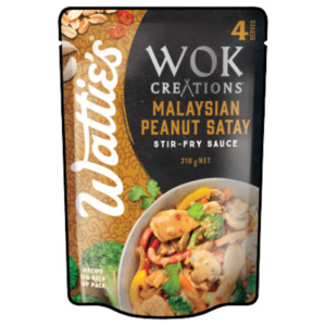 Condiments: Wattie's Wok Creations Malaysian Peanut Satay Stir-Fry Sauce 210g