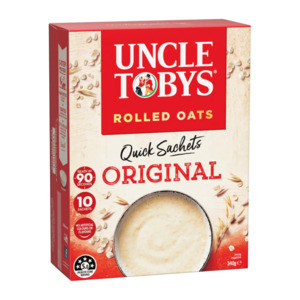 Cereals: Uncle Tobys Quick Sachet Original Oats 340g