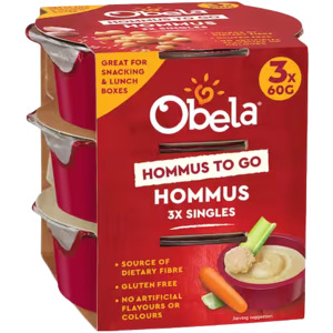 Chips Crackers Biscuits: Obela To Go Hummus Smooth Classic Gluten Free - 3 Pack