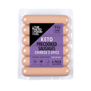 Meat: The Keto Food Co Precooked Sausages Chinese Five Spice 6pk