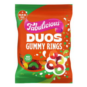 RJ's Fabulicious Duos Gummy Rings 180g