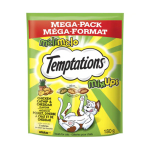 Pet Food: Temptations Mix Ups Chicken Catnip and Cheddar 180g