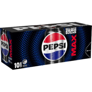 Pepsi Max Zero Sugar Soft Drink Cans 10 x 330mL