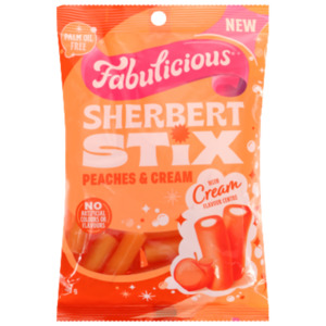 RJ's Fabulicious Peaches & Cream Sherbert Stix 180g