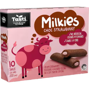 Tasti Milkies Cake Bars Choc Strawberry 10pk 200g