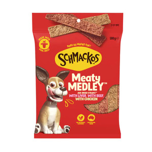 Pet Food: Schmackos Dog Treats Strapz Variety Pack 500g