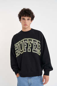 Mens Hoods Crews: BOX CREW 350/LINED OUT WASHED BLACK