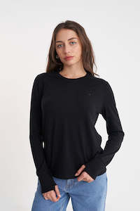 Women S Long Sleeves: MERINO LS LANEWAY TEE BLACK