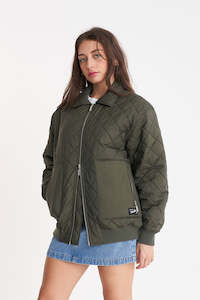 QUILTED LONGLINE BOMBER JKT CYPRESS