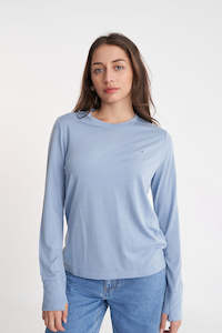 Knitwear: MERINO LS LANEWAY TEE STEEL BLUE