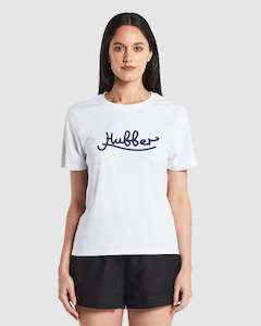 T Shirts: STELLA TEE/SCRIPT NVY WHITE