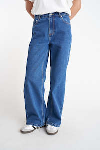 WMNS BAGGY DENIM JEAN RODEO BLUE