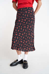 Womens Skirts: LA ROSA MIDI SKIRT DARK ROSE