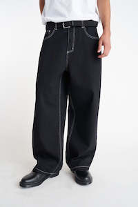 Mens Pants: MENS BAGGY DENIM JEAN BLACK