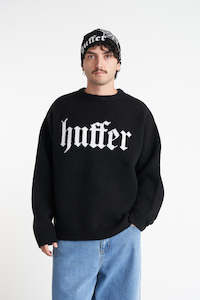 Knitwear: INKED TRUE KNIT CREW BLACK/WHITE