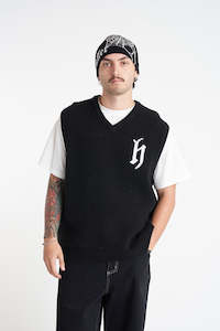 Knitwear: TEXTURA KNIT VEST BLACK