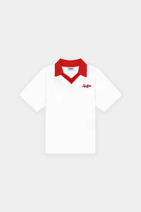 WOMENS BIRDIE SS POLO CHALK/FLAG RED
