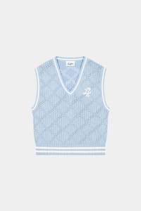 Knitwear: WOMENS DIAMOND CROP VEST ICE BLUE