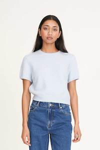 KENZIE CROP KNIT TEE ICE BLUE