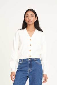 Knitwear: BIBI KNIT CARDIGAN CHALK