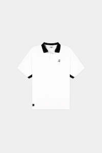 Golf: MENS PIQUE PANEL SS POLO CHALK/BASALT