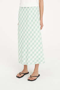 Womens Skirts: CELINE LILA MIDI SKIRT MATCHA/CHALK