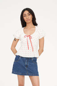 Womens Tops: BARDOT CELINE TOP CHALK/RED