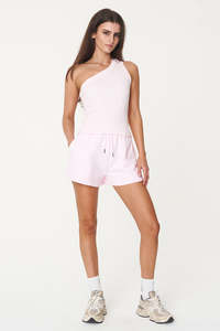 Womens Tops: ONE SHOULDER RIB TANK MELLOW PINK