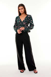 Womens Tops: VENICE FLORAL SHIFT LS TOP GREEN