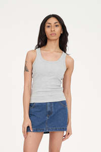 Womens Tops: SCOOP RIB TANK GREY MARLE