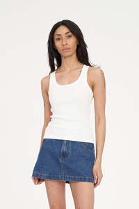 Womens Tops: SCOOP RIB TANK CHALK