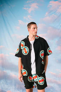 Mens Shirts: BOX PARTY SHIRT/COASTERS BLACK