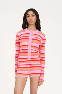 KYRA STRIPE KNIT CARDIGAN HEATWAVE