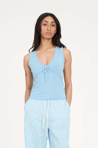 Knitwear: KIMI V-NECK KNIT TOP BLUE GLEAM