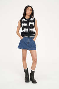 ZIGGY STRIPE VEST BLACK/WHITE